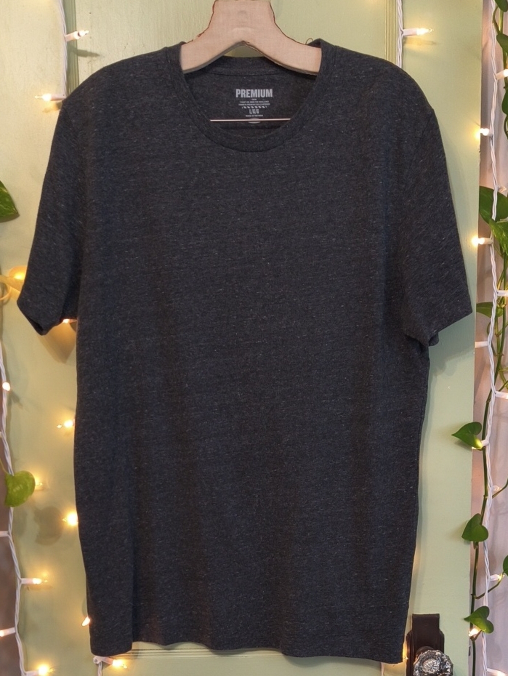 Men's Old Navy Premium Dark Heather Grey Crew T-shirt L